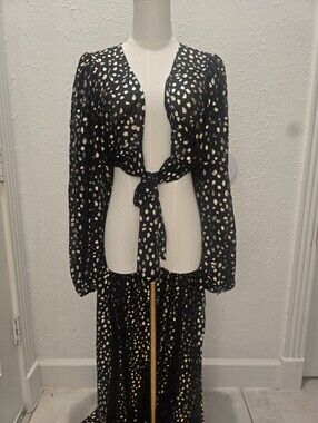 Beach Riot Black Gold Carlie Swimsuit & Shiloh Coverup Dress Set XL